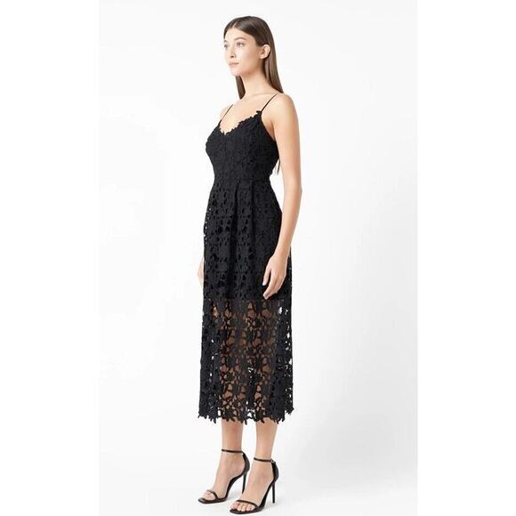 ASTR The Label Midi Dress Size XL Lace Cocktail Wedding Guest Fairy Whimsy Black - Picture 3 of 16